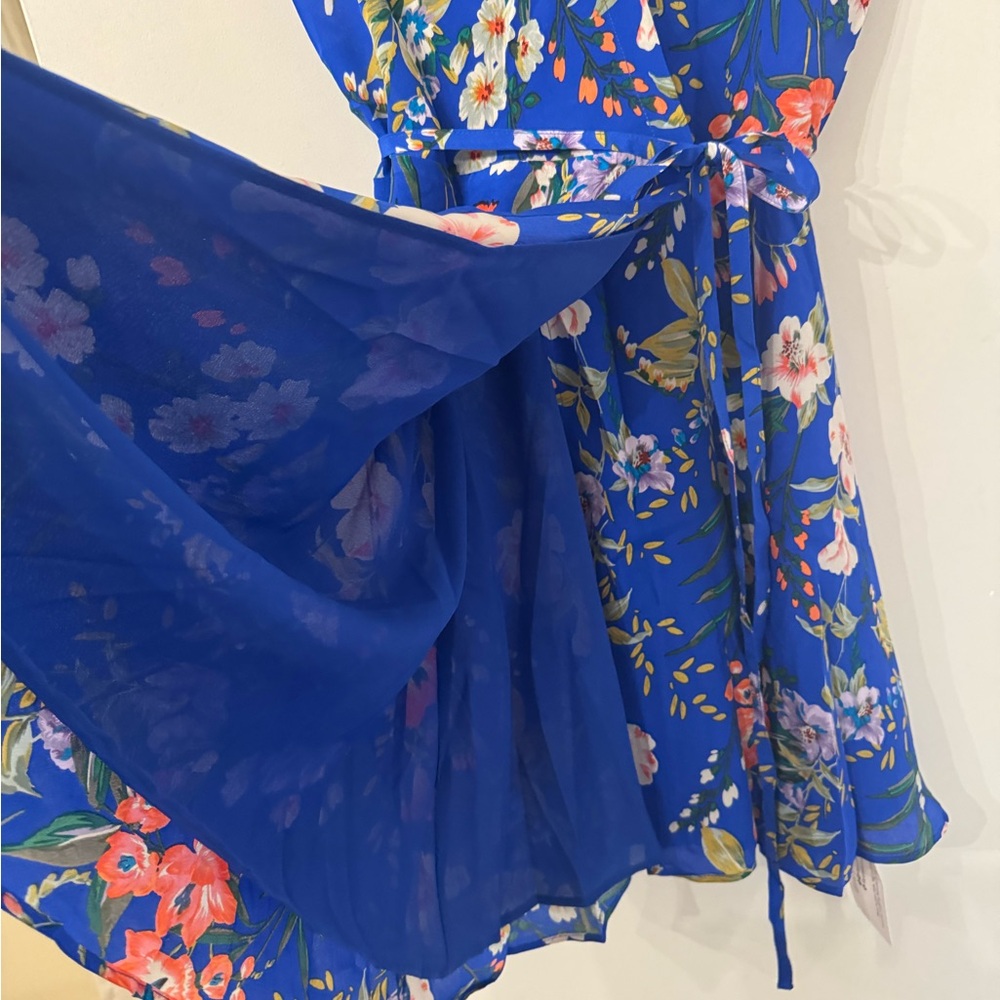 NWT Yumi Kim XS Amalfi Coast SoHo Mixer Silk Vibrant Blue Floral Mini Dress - Picture 9 of 16